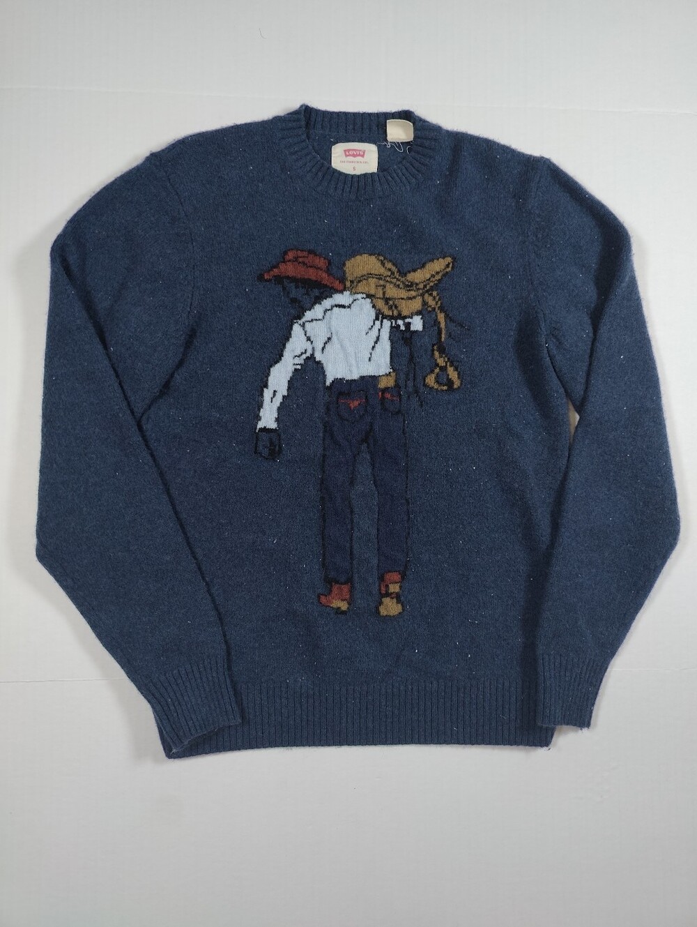 Levi's Original Housemark Intarsia Wool Blend Knit Saddleman Sweater Size M